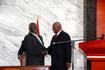 Maputo, 05 de Setembro de 2014 - Líder da Renamo, Afonso Dhlakama  e o Presidente da República, Armando Guebuza, após Assinatura do Acordo de Se...