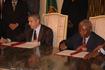 Maputo, Novembro 2007 - Assinatura do acordo da reversão da Barragem de Cahora Bassa, pelo Presidente da República, Armando Emílio Guebuza e Jos...